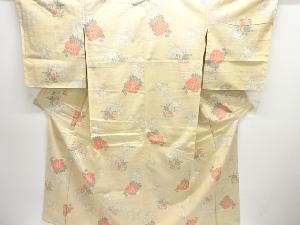 花模様織り出し手織り紬着物